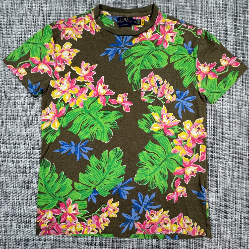 Polo Ralph Lauren Mens XS Tropical Floral Pocket T-Shirt Classic Fit Cotton